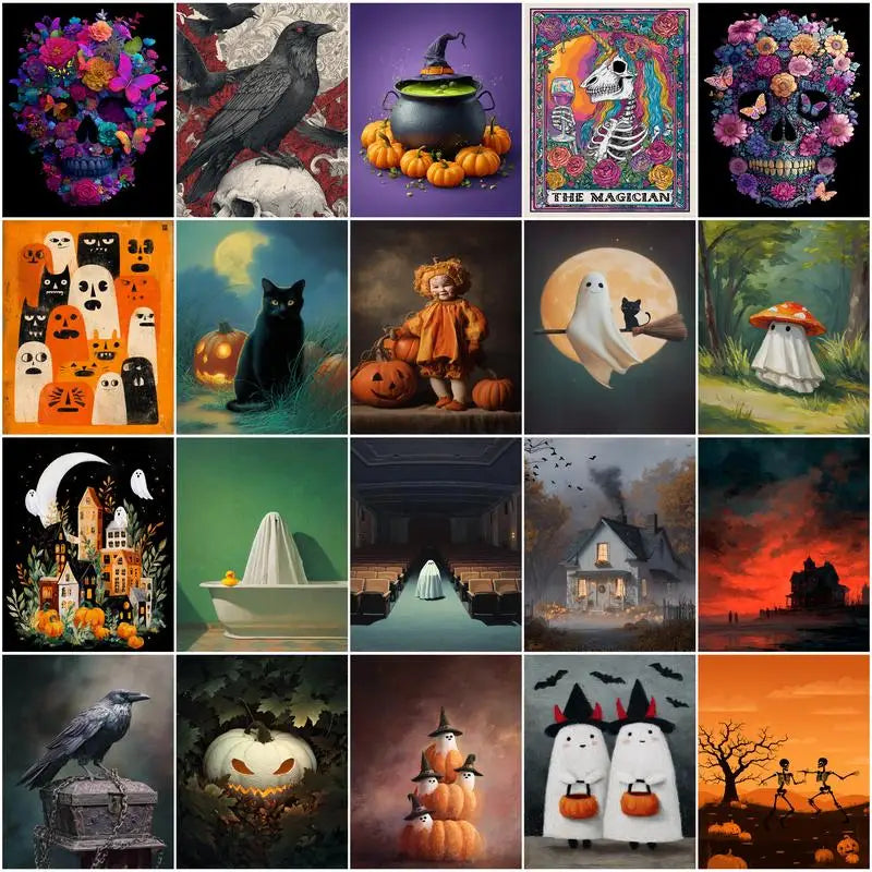 Halloween Malen nach Zahlen Set für Erwachsene Leinwand Wandkunst DIY