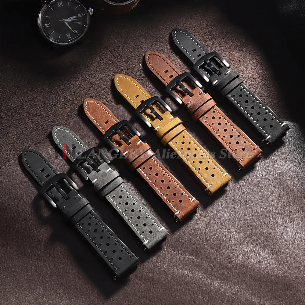 Vintage handgefertigtes Uhrenarmband aus Leder in 18 bis 24 Milli