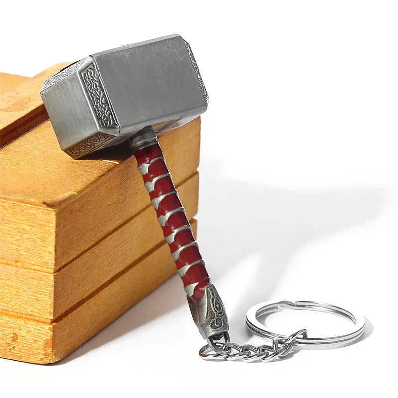Robuster Thor Hammer Flaschenöffner Schlüsselanhänger in antik silberner Zink-Legierung