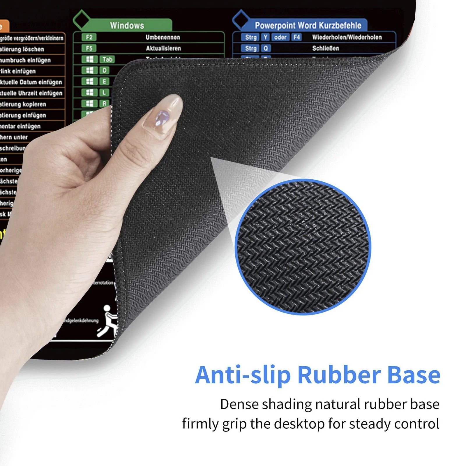Praktisches deutsches Mauspad mit Spickzettel für Office und Studium