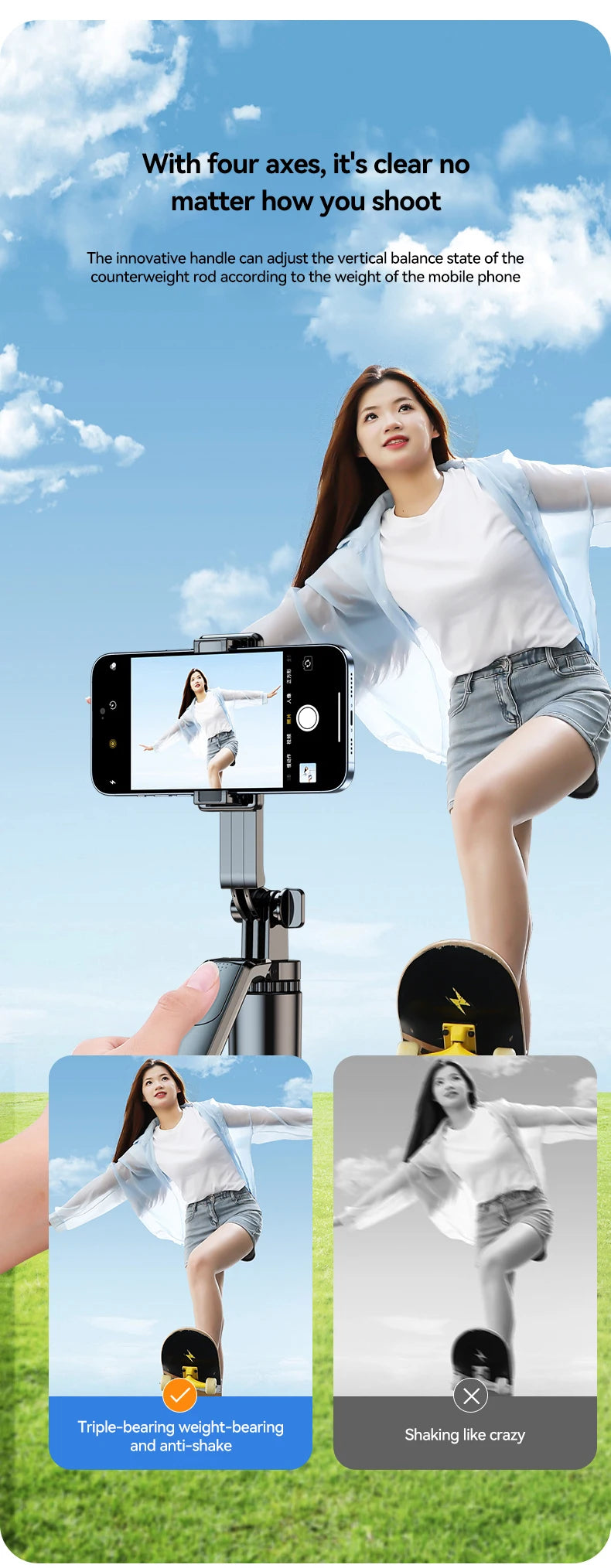 Bluetooth Kamerastativ mit kabelloser Fernbedienung 360 Grad Rotation für Smartphones