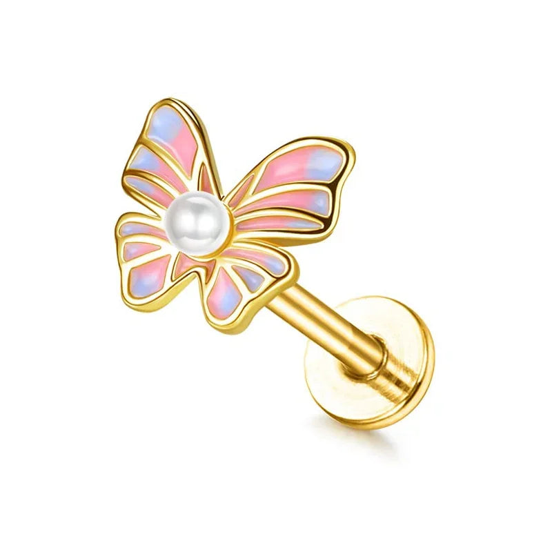 16G Edelstahl Knorpel Ohrstecker mit flacher Rückseite für Damen