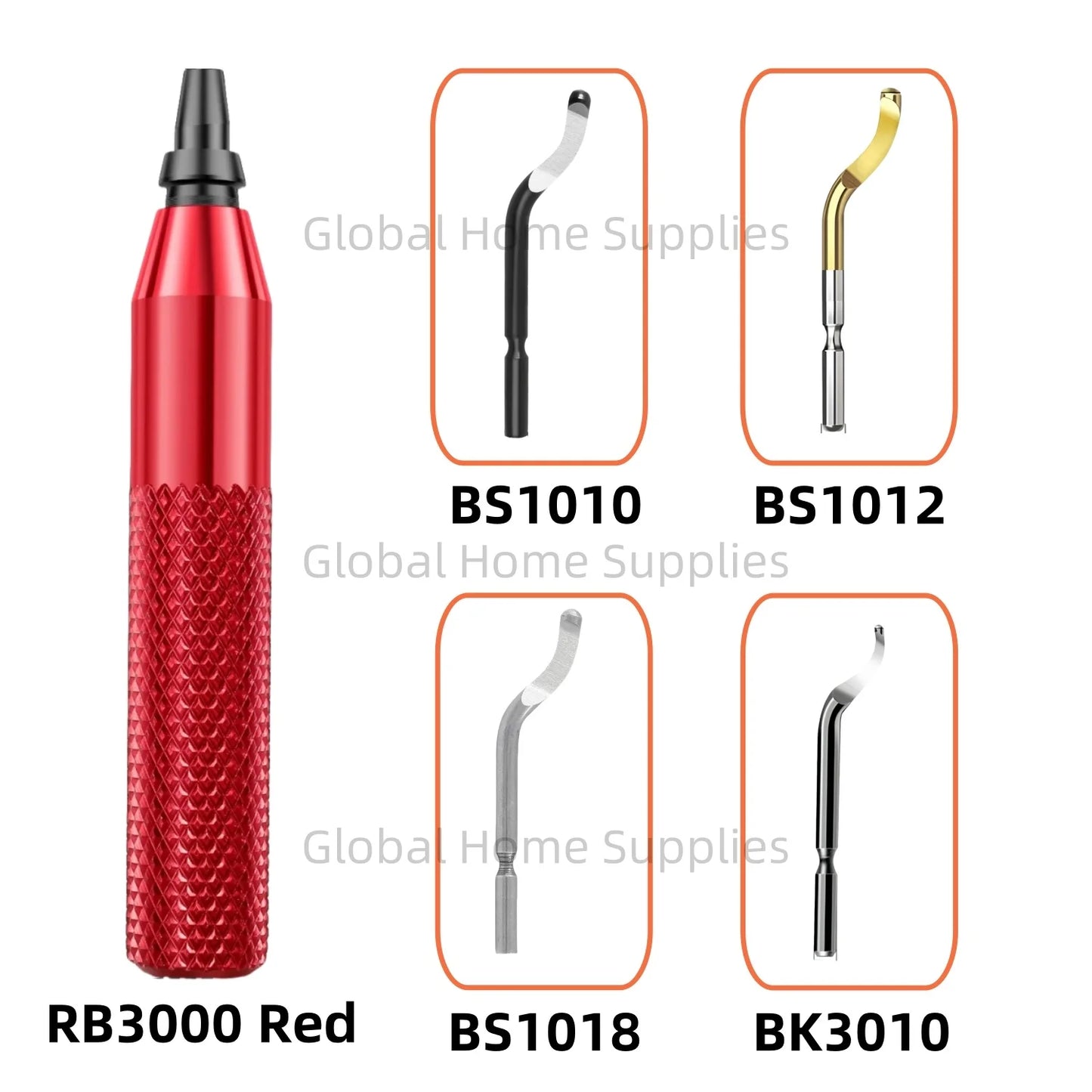 Entgratungswerkzeug mit 1 Griff und 4 Klingen aus Schnellarbeitsstahl