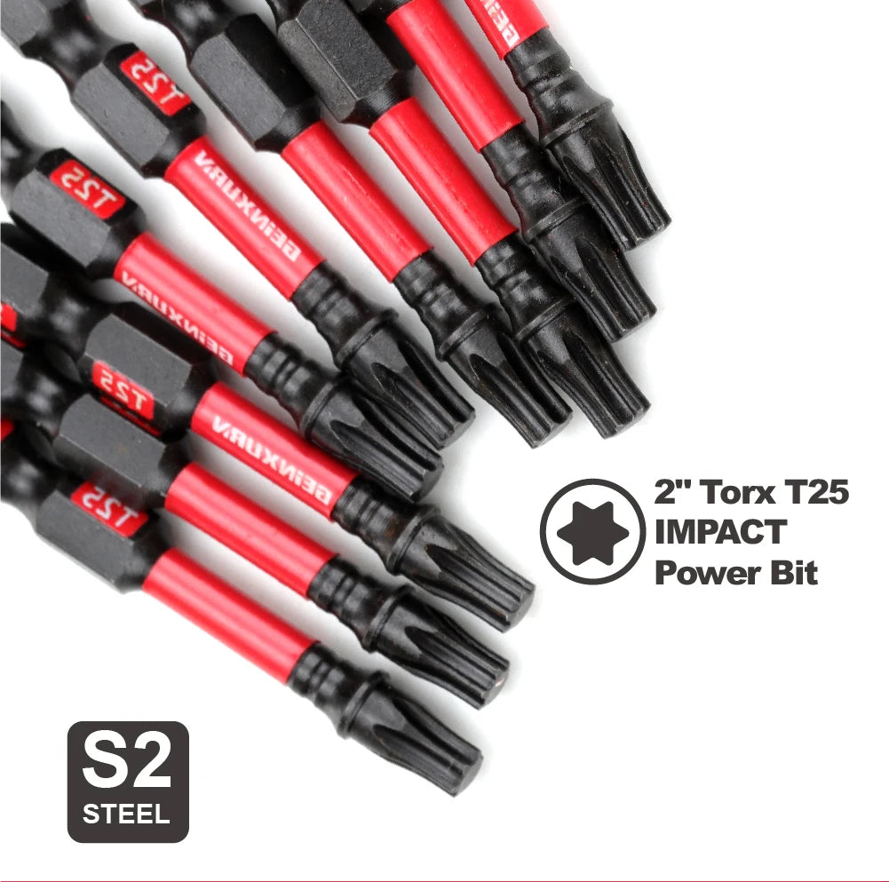 T25 Torx Power Bit Set, magnetisch, S2 Legierter Stahl, 2 Zoll