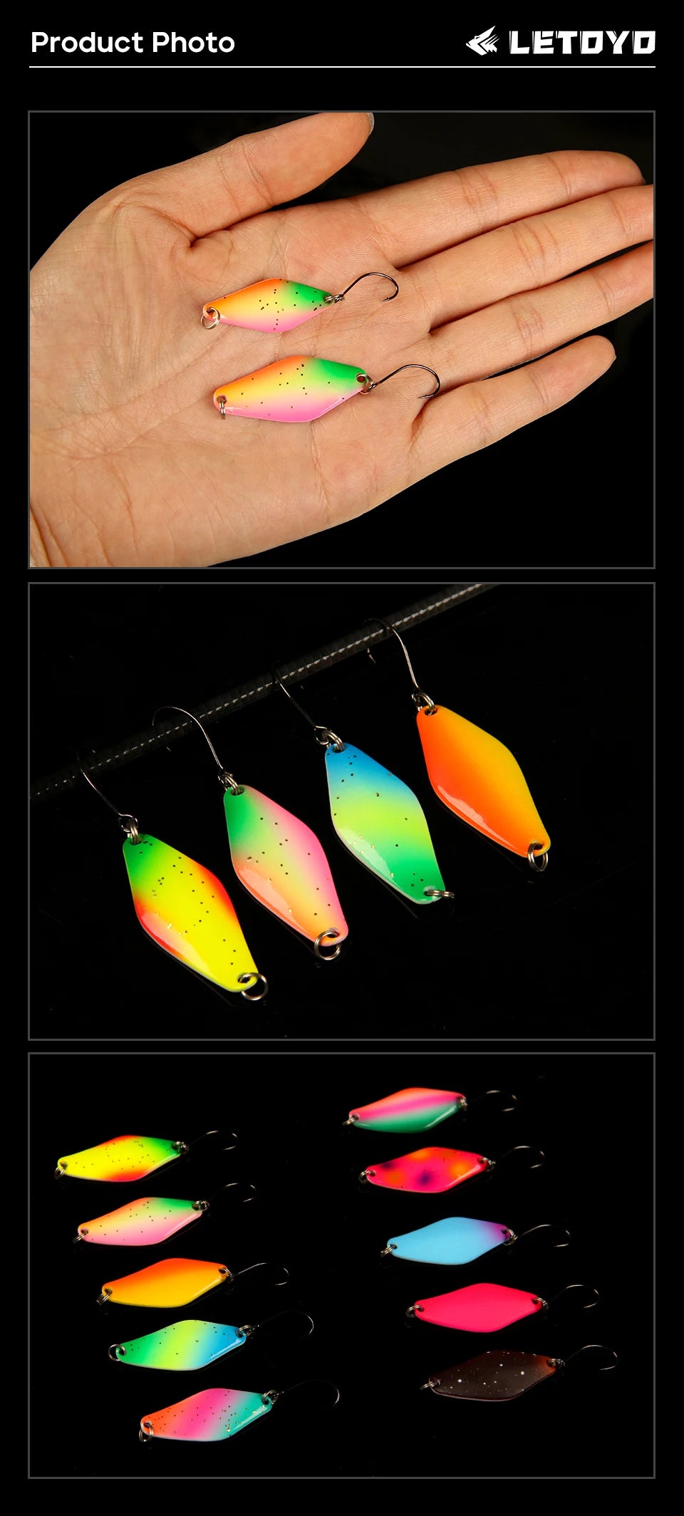 LETOYO UV Leuchtender Löffel Köder Rhombus 2,5g bis 4g für Forelle und Barsch-Yabubest - Home & More
