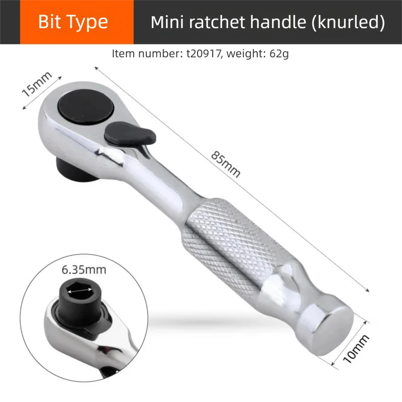 Hi-Spec 1/4 Zoll Doppelkopf-Schnellratschenschlüssel - Mini-Steckschlüsselsatz-Yabubest - Home & More