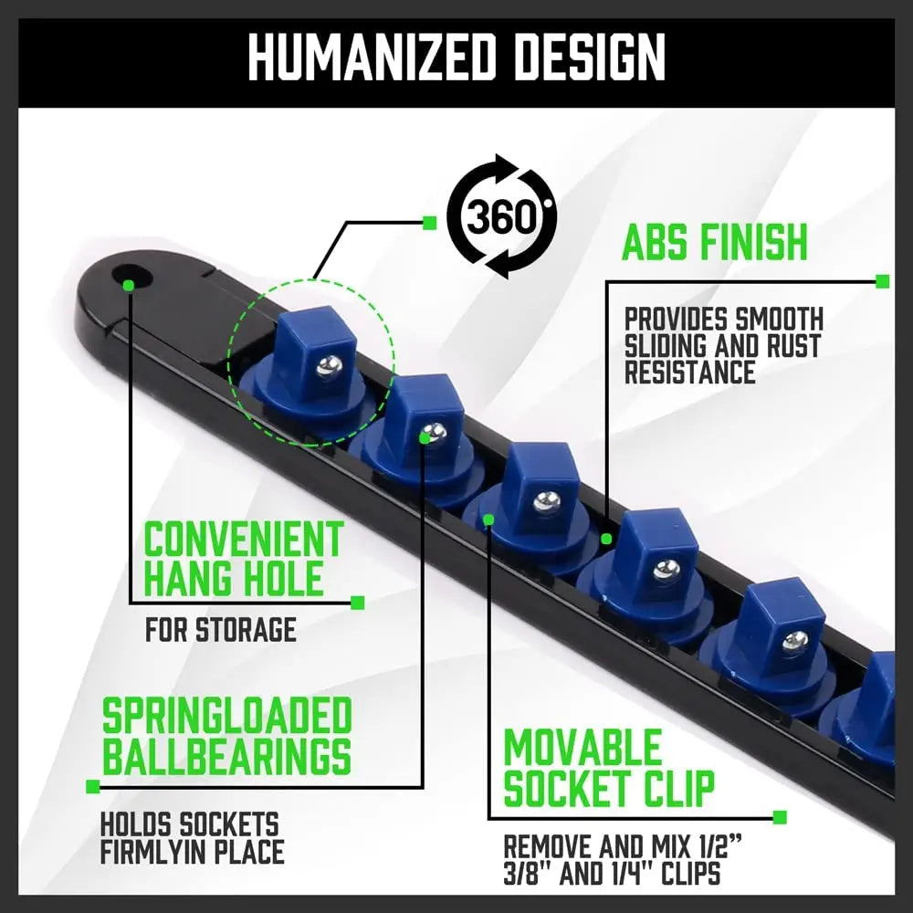 360° Drehbarer ABS Sockel Organizer mit 1/4, 3/8 und 1/2 Zoll Halter