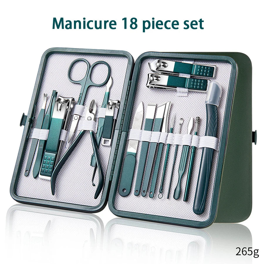 7-18tlg. Maniküre Set Nagelknipser Edelstahl mit Leder Reisetasche Unisex