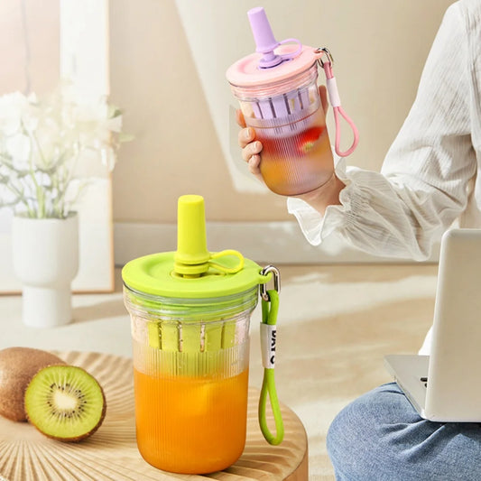 16,3oz Bunte Kunststoff Trinkflasche mit Tee Infuser und Stroh für Outdoor