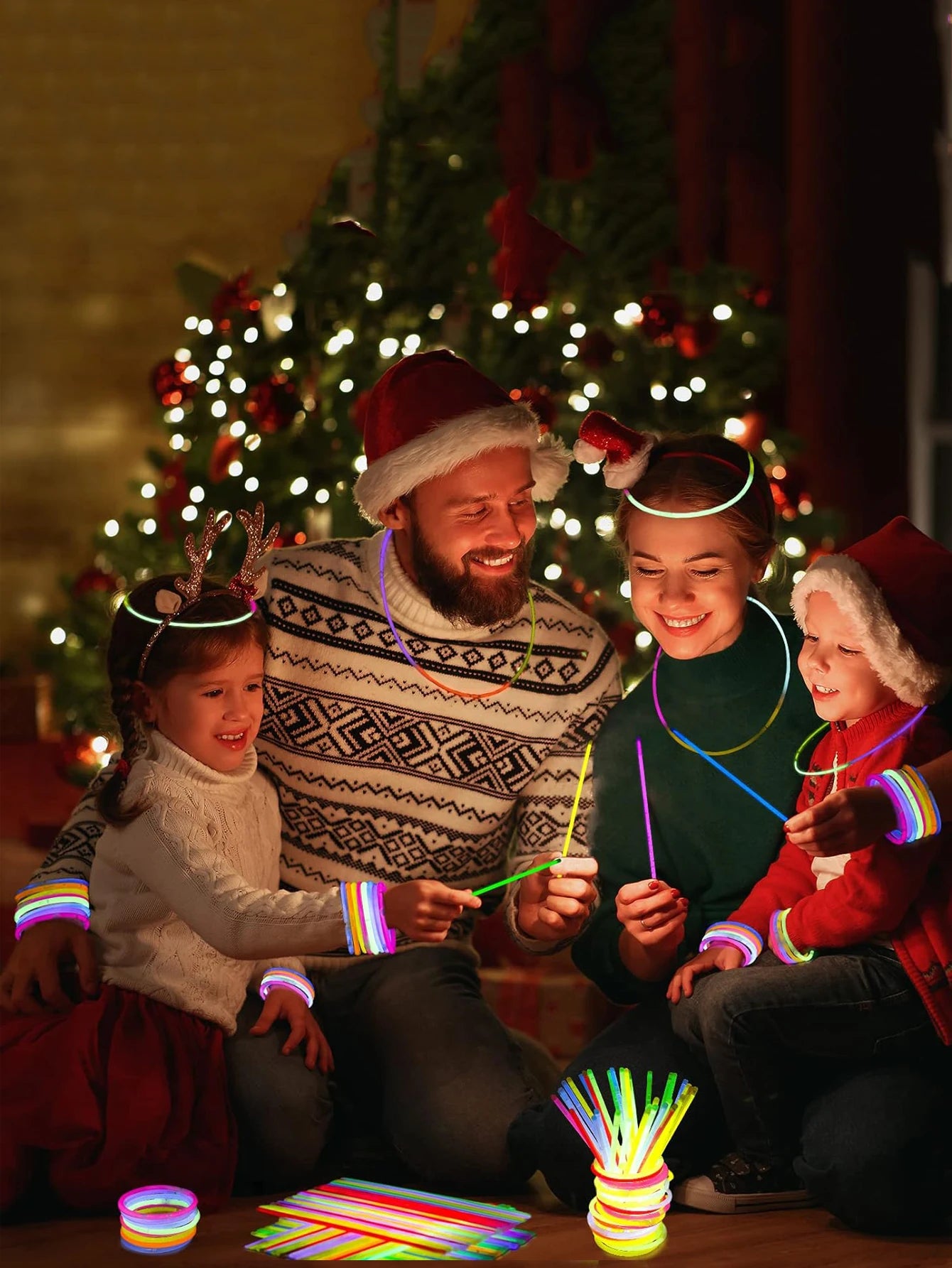 Bunte Leuchtstäbe für Armbänder Halsketten und Partys 100 Stück