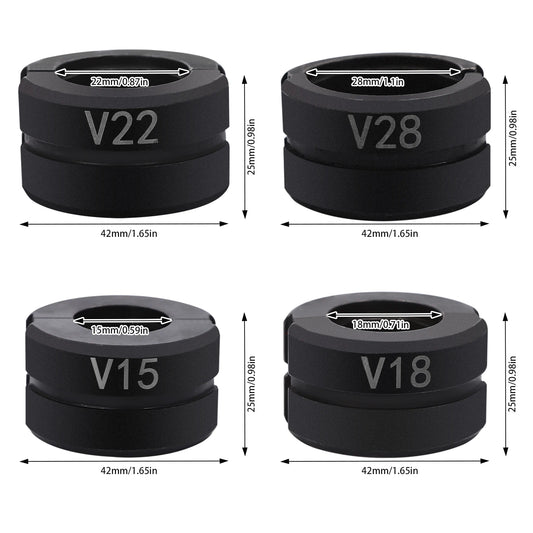 Set aus 4 Crimpmatrizen für Kupferrohre in verschiedenen Größen