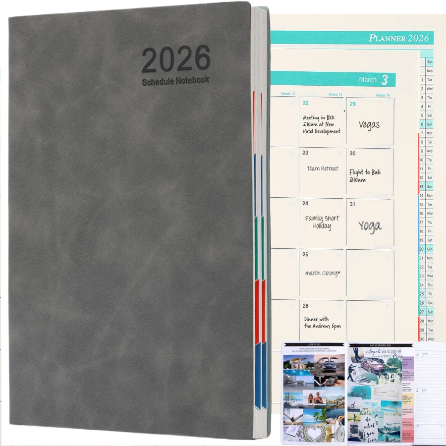 Tragbarer A5 Taschenplaner 2026 mit PU Einband für Organisation