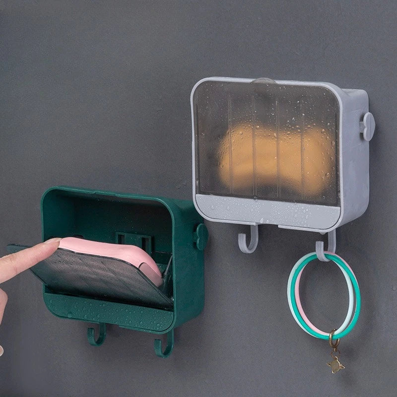 Wandmontage Seifenhalter Abflussabdeckung mit Haken in Grau Weiß Grün