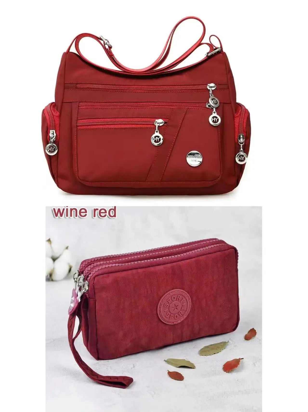 Damen Umhängetasche wasserfest Nylon Lässig mit RFID Schutz und Reißverschluss