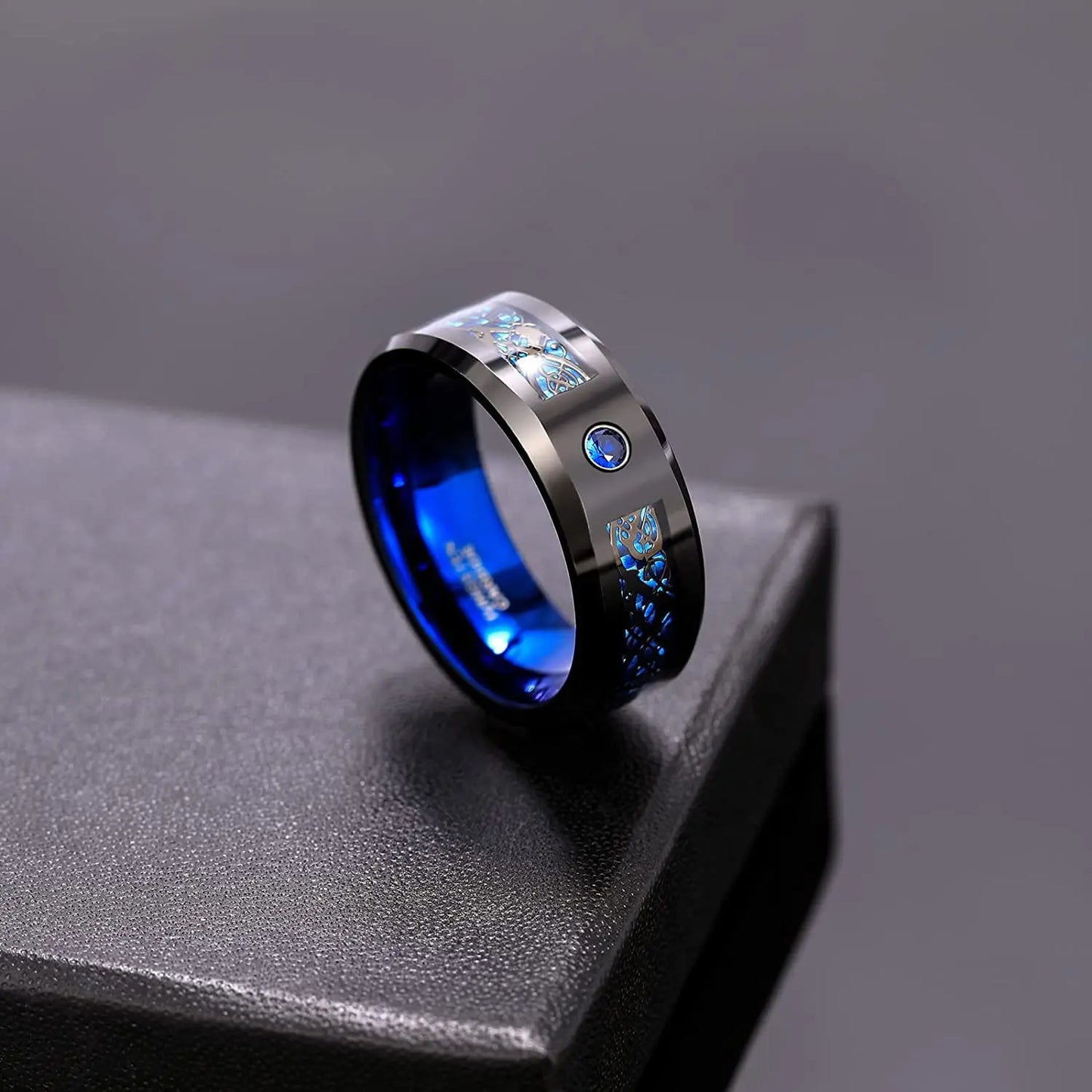 Fashio Männer Ringe Schwarz Titan Edelstahl Ringe Für Männer Frauen Ziegel Muster Finish Abgeschrägte Kante Hochzeit Ring Partei Schmuck