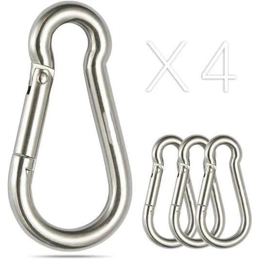 4er-Pack Edelstahl Karabinerhaken 1,6 Zoll mit Feder für Outdoor Nutzung