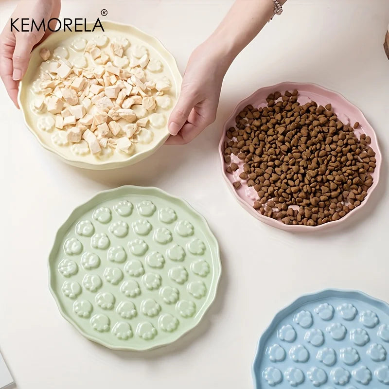 Keramik langsam fressender Napf mit Pfoten Design für Haustiere