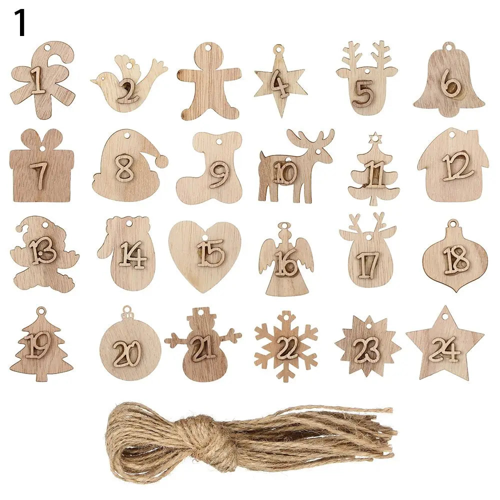 24-teiliges Adventskalender DIY-Label Set mit Zahlen zum Aufhängen