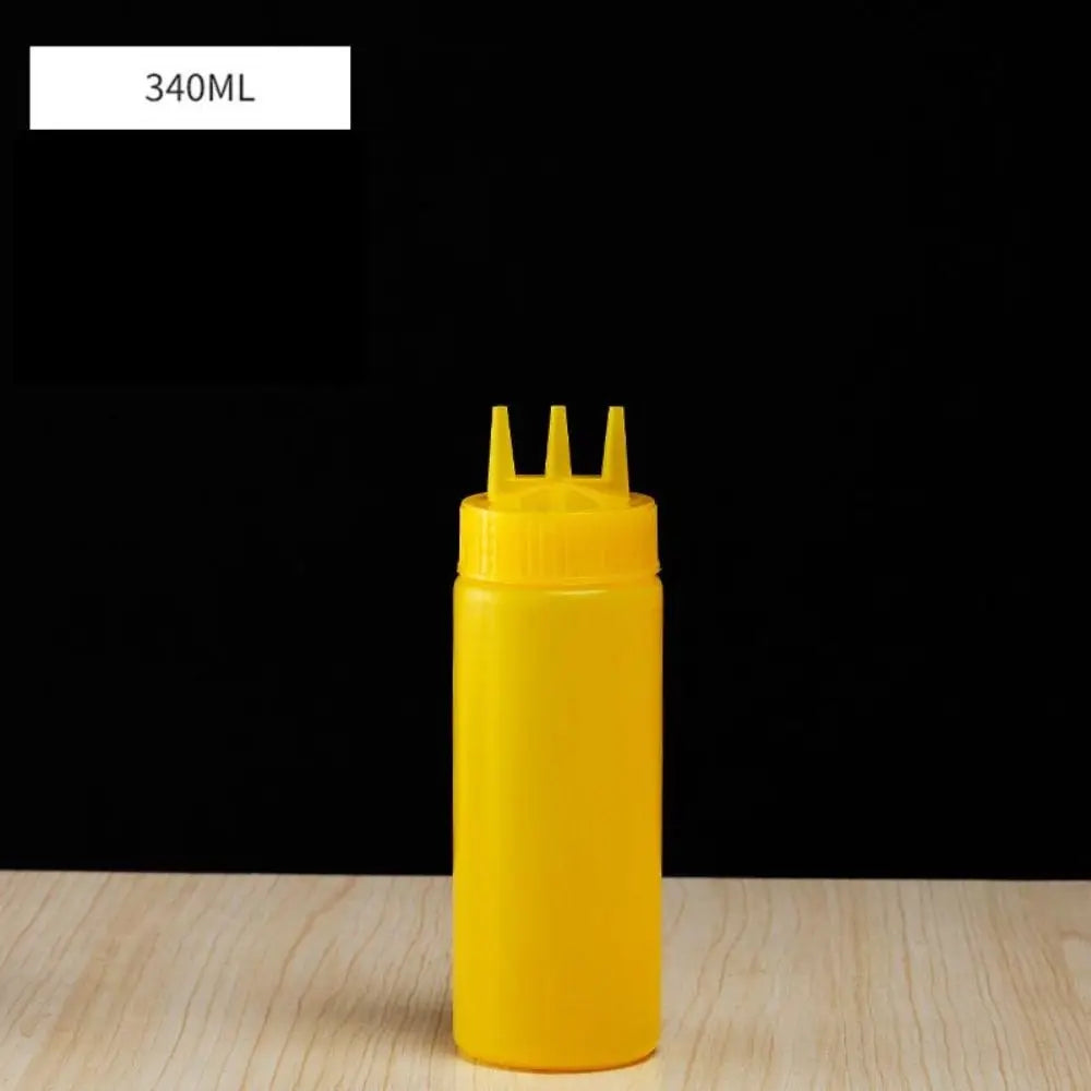 Quetschsaucenflasche Kunststoff zusammendrückbar mit 3 Düsen und Graduierung