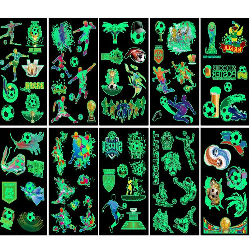 Temporäre Fußball Tattoos Set mit 10 wasserdichten Aufklebern