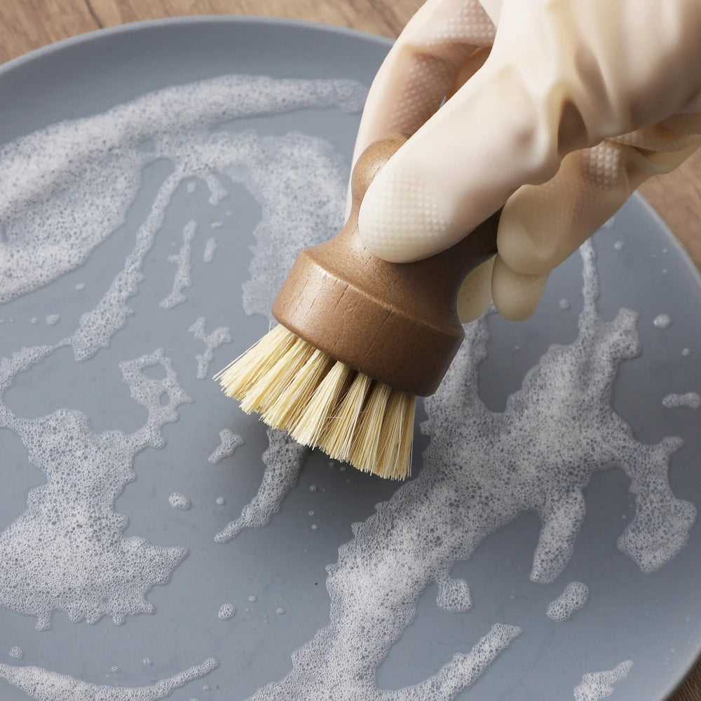 Umweltfreundliche Topfbürste mit Sisal-Holzgriff für Küche und Geschirrspüler
