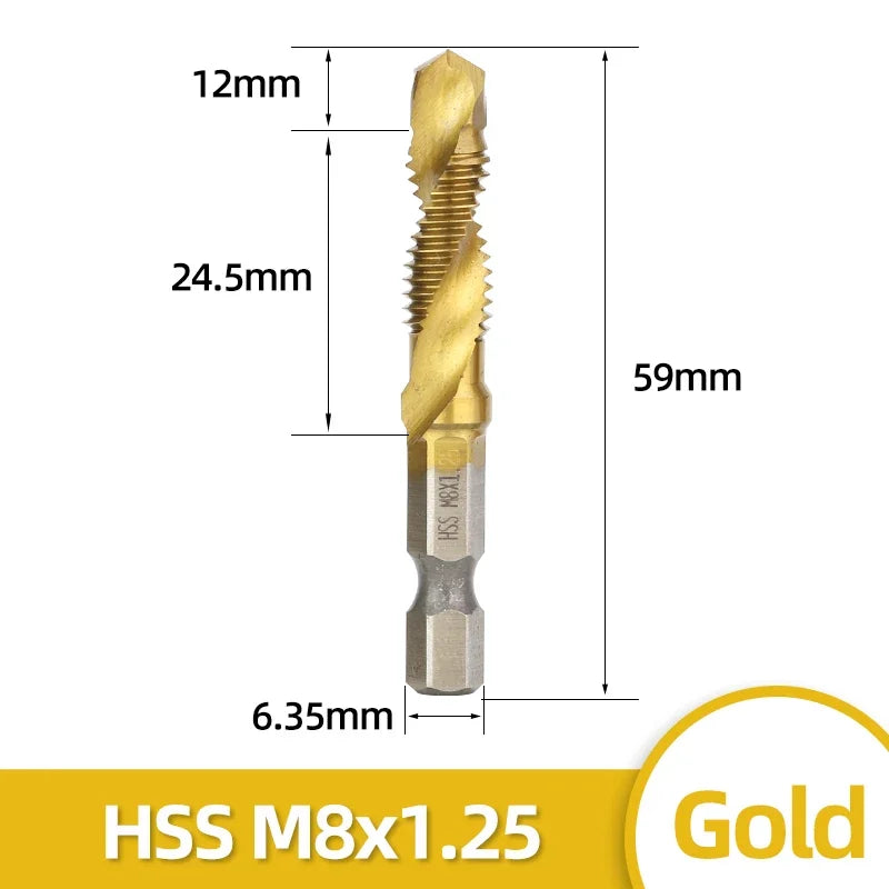 HSS Titan Überzogene Gewindebohrer Set M3-M10 mit Senker und Entgrater