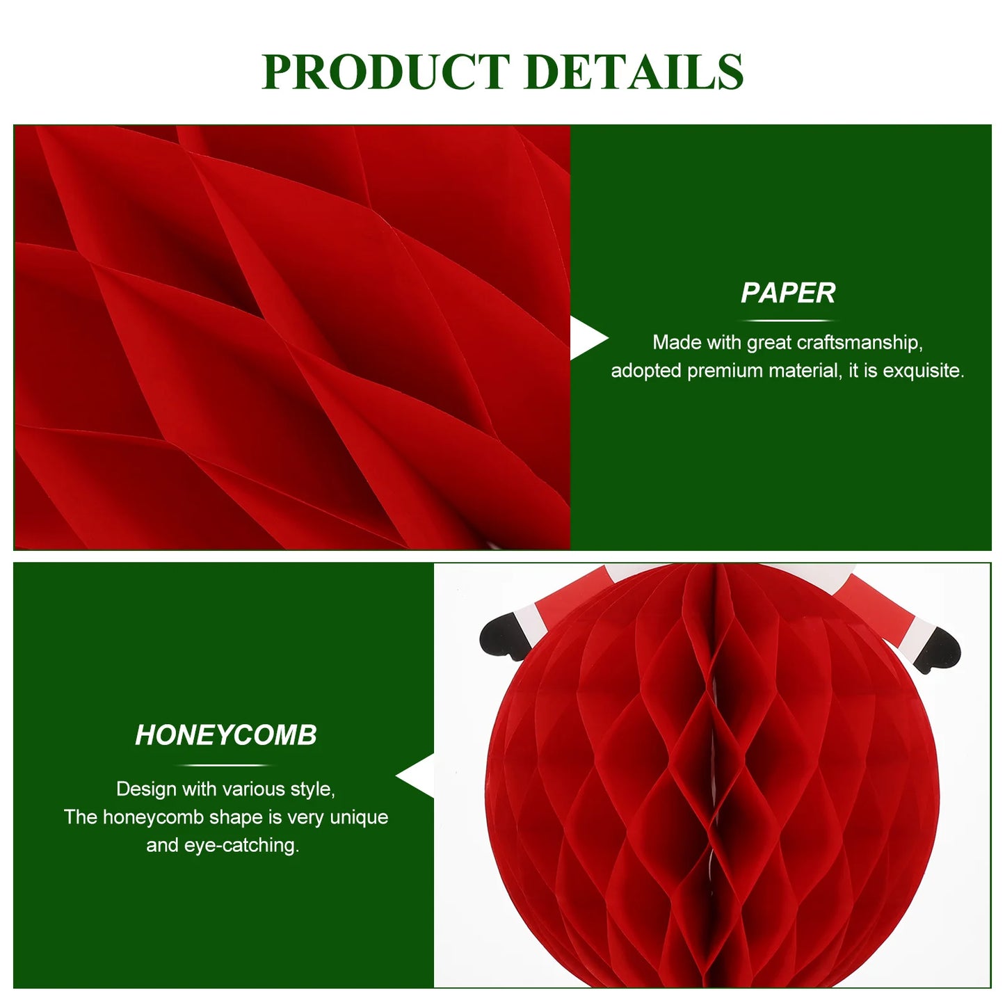 6-teiliges Weihnachtsbaum-Ornament Set mit hängenden Wabenbällen