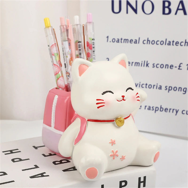 Niedlicher Katzen Stifthalter Harz Desktop Organizer für Schule Büro