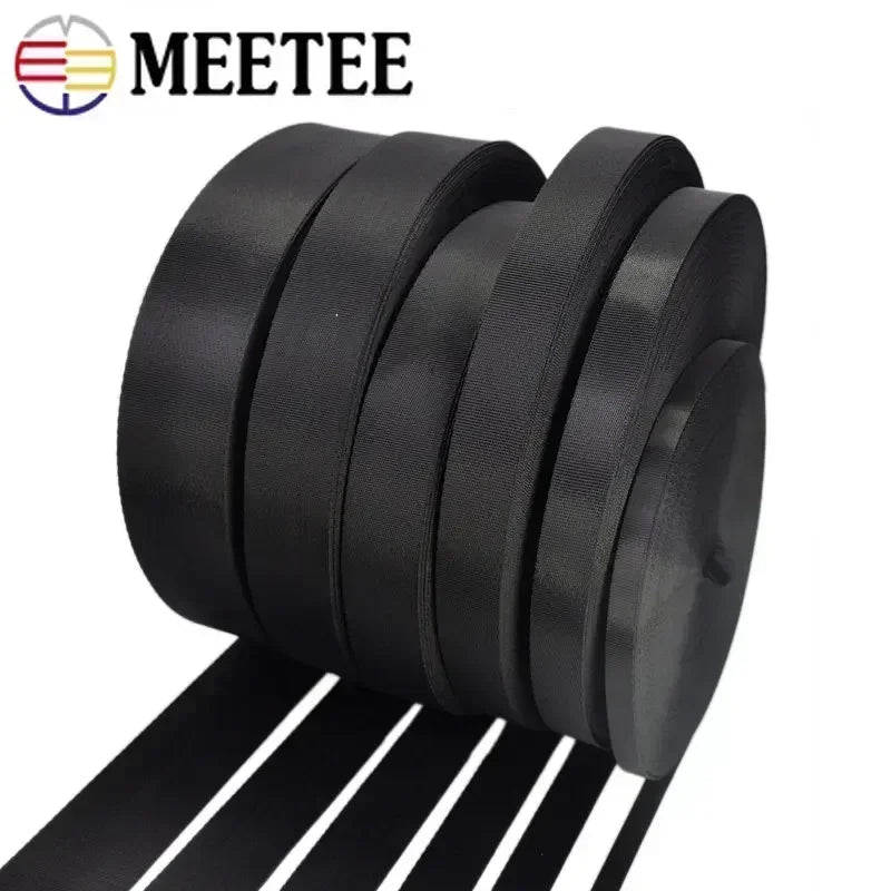 5m Schwarz Nylon Gurtband 10-100mm für Rucksack, Gürtel, DIY Nähen