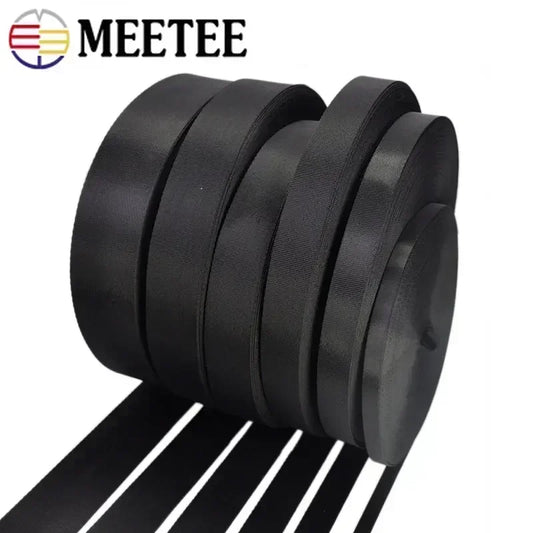 5m Schwarz Nylon Gurtband 10-100mm für Rucksack, Gürtel, DIY Nähen