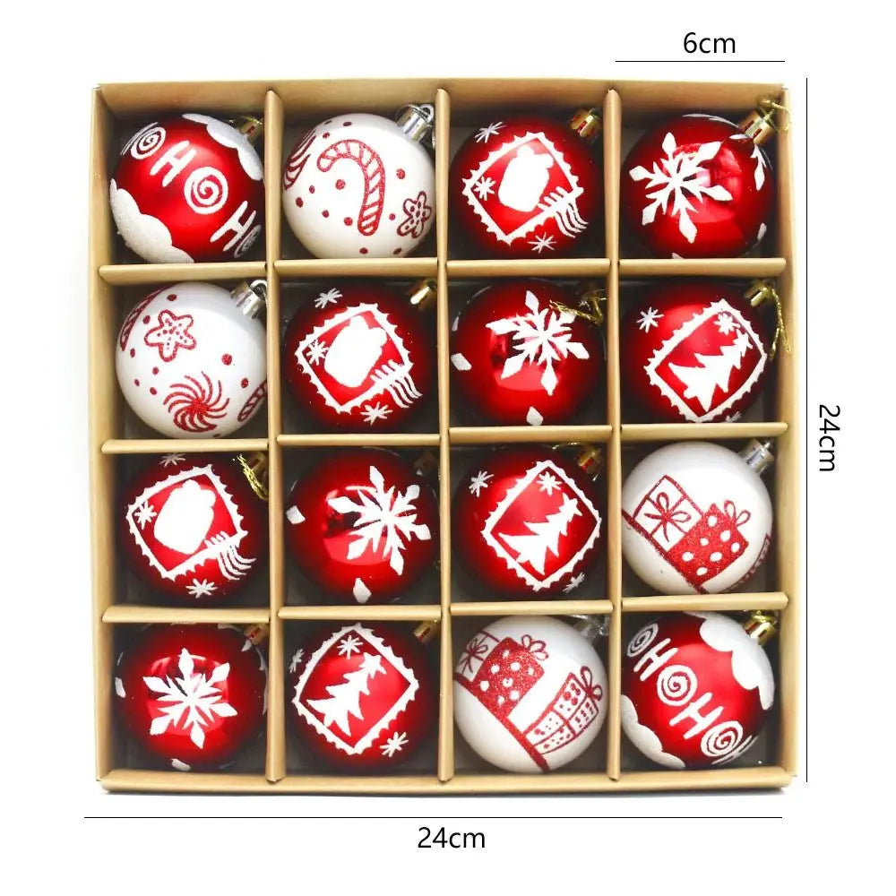 16 Teile Weihnachtskugeln Baum Anhänger Set Rot Weiß