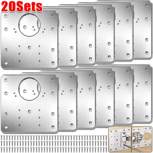 Edelstahl Reparaturplatten Set für Schranktürscharniere Möbel Kleiderschrank