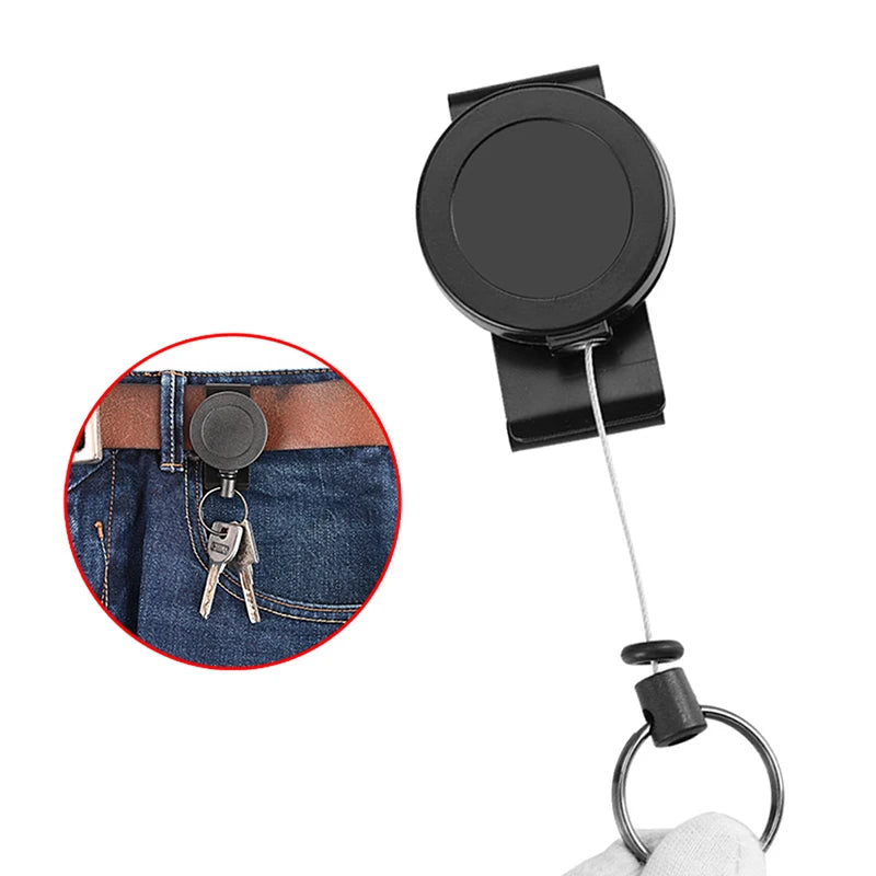 Robuster einziehbarer Schlüsselanhänger mit Multitool-Karabiner - 60cm Drahtseil