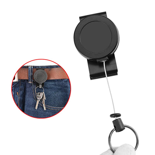 Robuster einziehbarer Schlüsselanhänger mit Multitool-Karabiner - 60cm Drahtseil