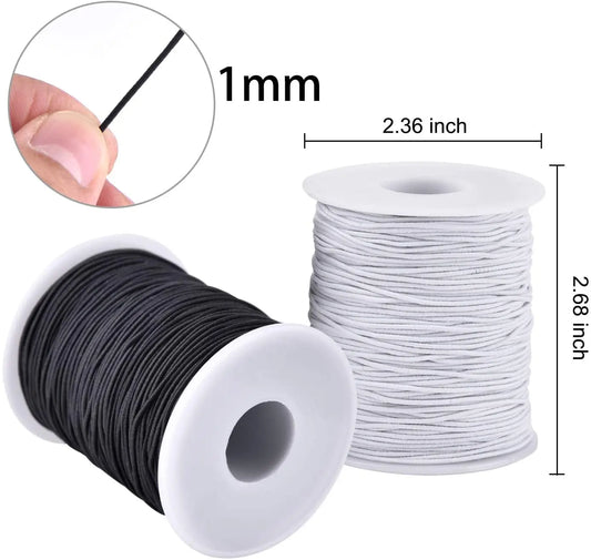 Robustes elastisches Gummiband rund 1-6 mm Weiß - Schwarz – Vielseitig - Stark