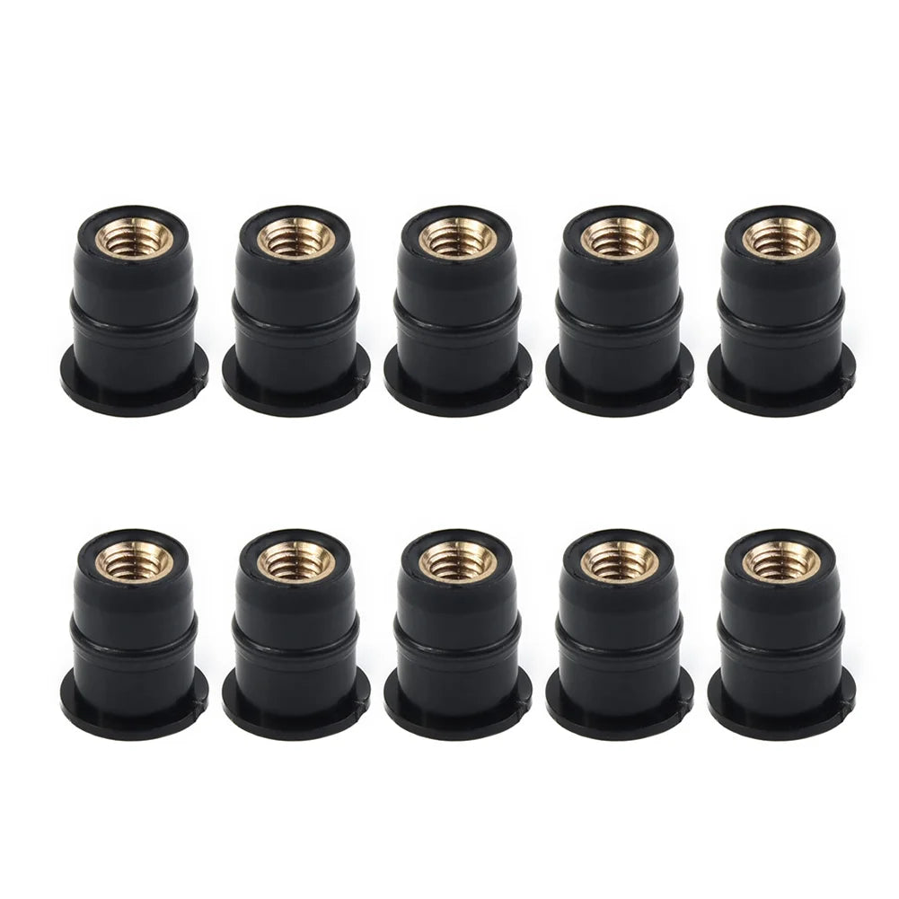 10er Set M5 5mm Gummi Muttern für Motorrad Windschutzscheiben Befestigung