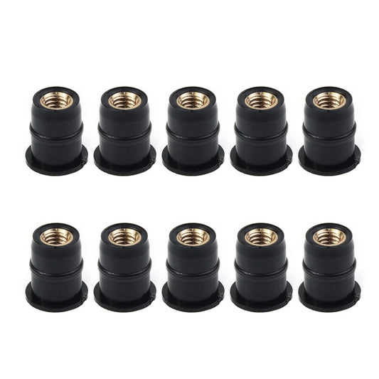 10er Set M5 5mm Gummi Muttern für Motorrad Windschutzscheiben Befestigung