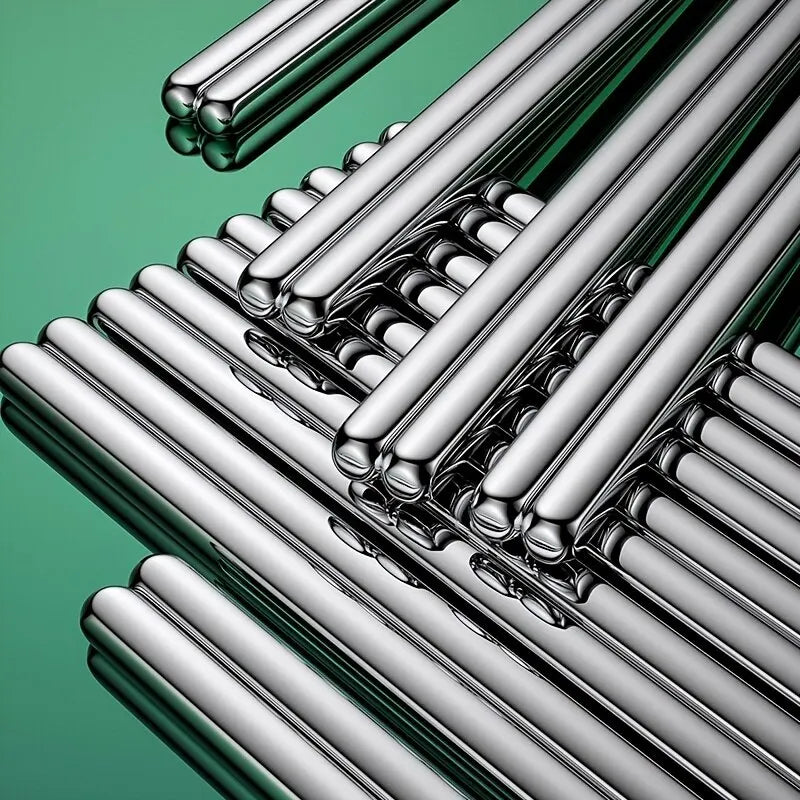 5 Paar 304 Edelstahl Essstäbchen – Wiederverwendbar, rutschfest, spülmaschinenfest