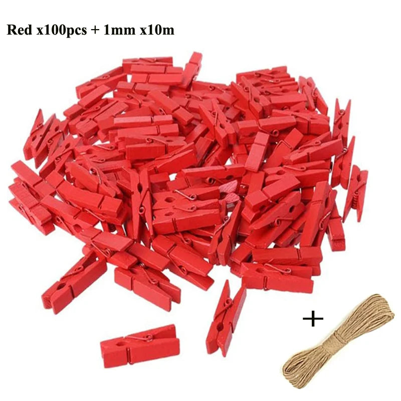 Mini 25mm Holzclips für Fotos & Deko – 50 oder 100 Stück Natur/Mix