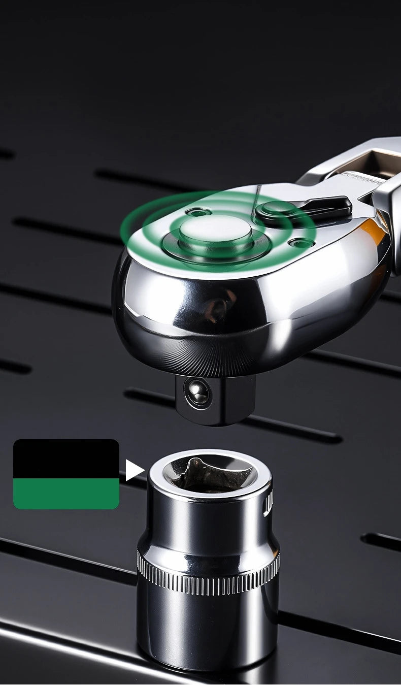 Verstellbarer Ratschenschlüssel 1/4 3/8 1/2 Zoll mit Schnellspanner 72 Zähne