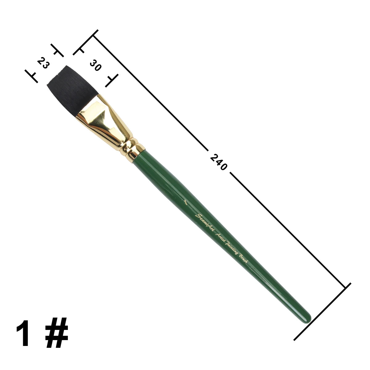 Flacher Künstlerpinsel aus Nylon mit kurzem Holzgriff für Aquarell Acryl