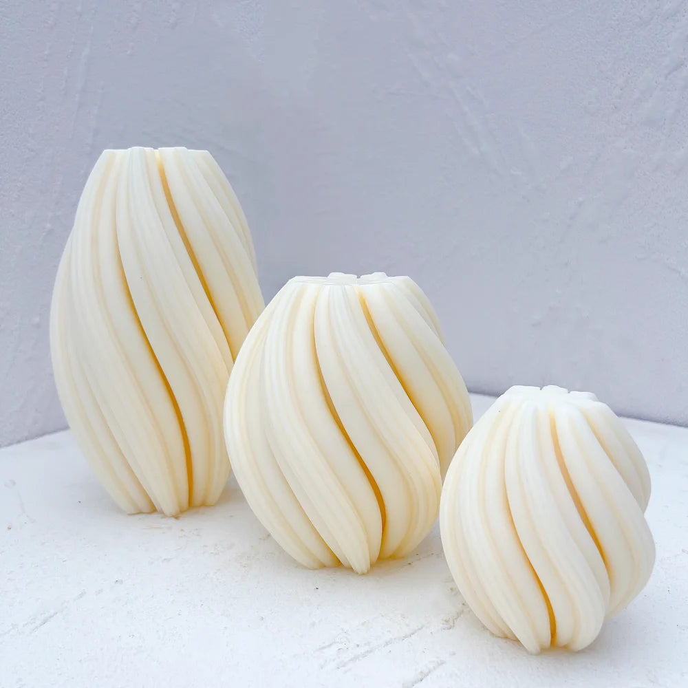 Geometrische Wellenwirbel Kerzenformen in drei Größen aus Silikon