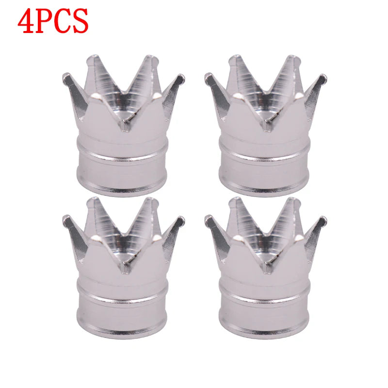 4er Set Aluminium Crown Reifenventilkappen Staubdicht für Auto Motorrad