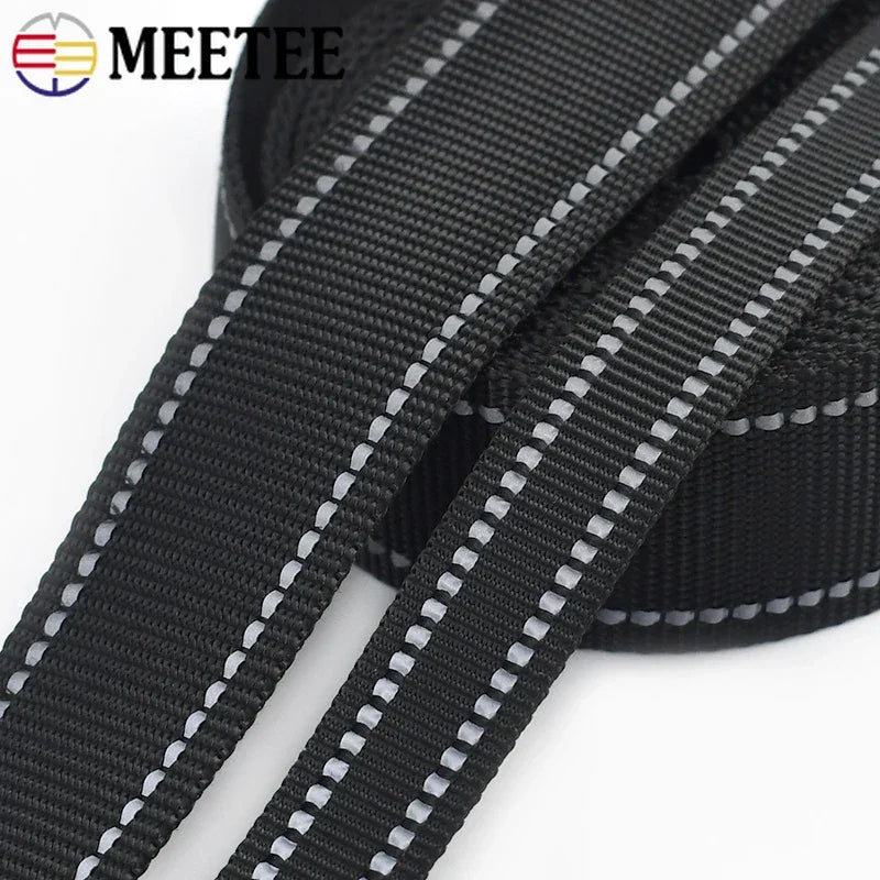 Reflektierendes Nylon Gurtband Meterware 15-38mm für Haustier Rucksack DIY