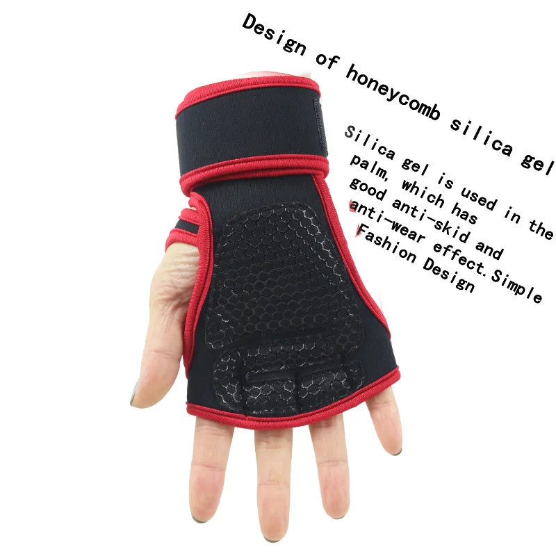 Halbfinger Fitnesshandschuhe mit Handgelenkschutz rutschfest für Training