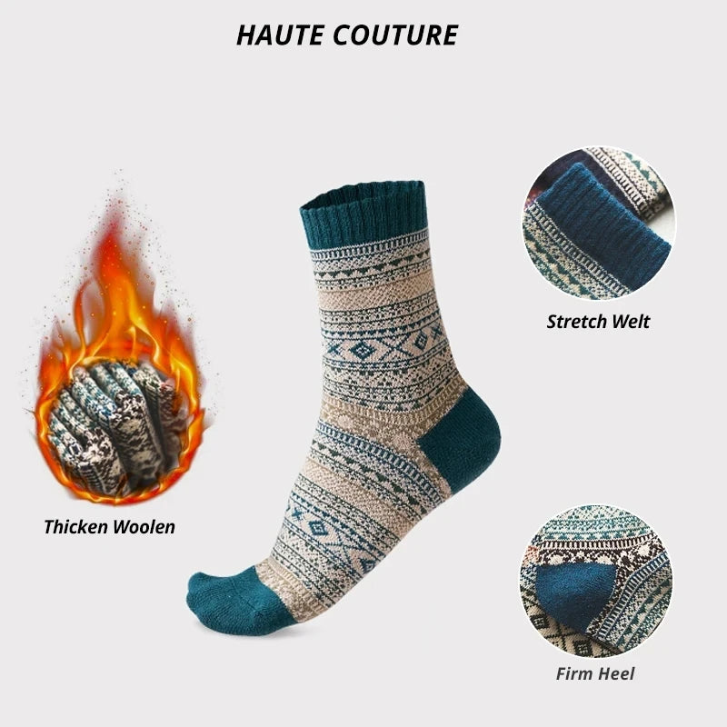 5 Paar warme dicke Herrensocken im Retro Stil EU38 44