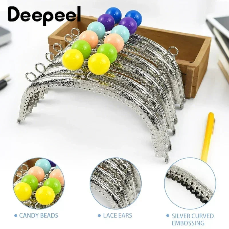 Robuster 16,5 cm Metallrahmen mit Kussverschluss - silbernem Taschengriff – DIY Set