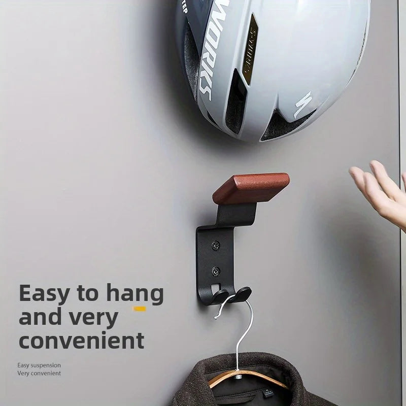 Bohrmontierter Motorradhelmständer aus Holz und Kohlenstoffstahl-Yabubest - Home & More