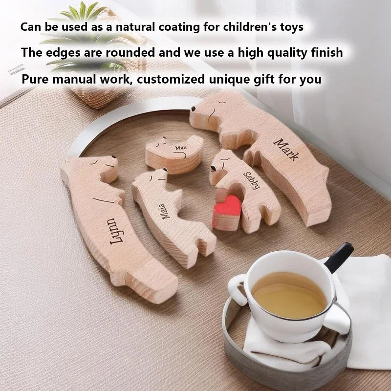 Personalisierbares Familienpuzzle aus Holz als Dekoration und Geschenk