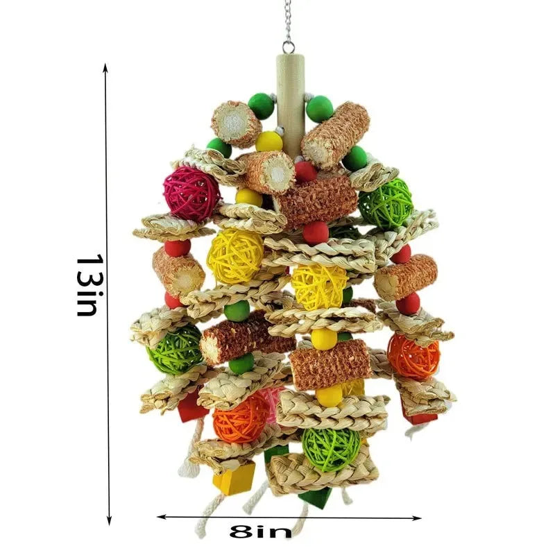 Vogelschaukel Holz mit Kauperlen Spielplatz für Wellensittiche Papageien